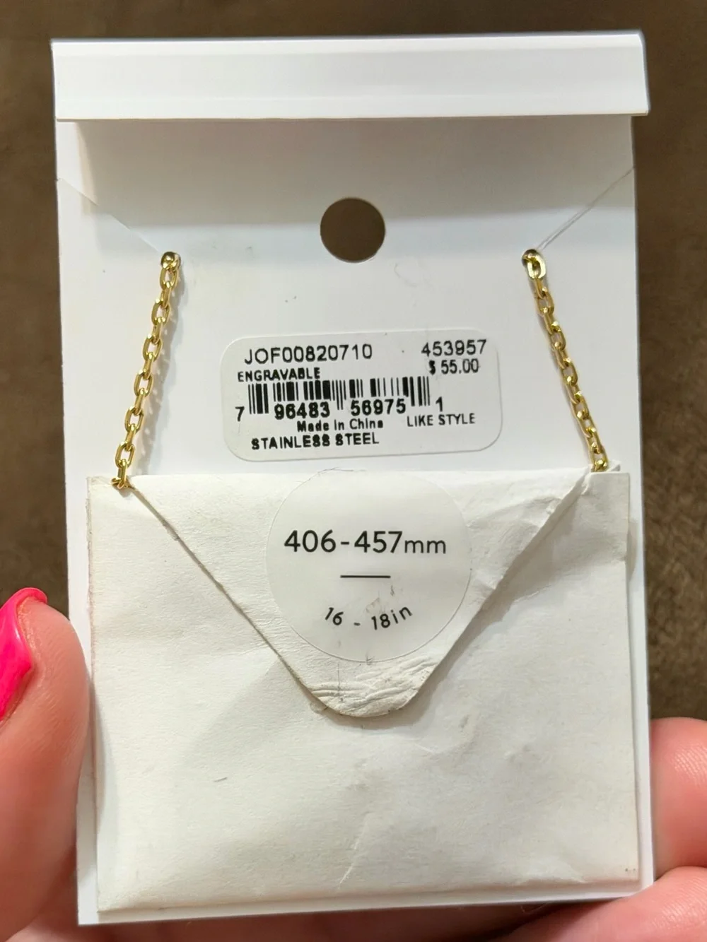 Fossil Gold Bar Necklace with Accent Crystal